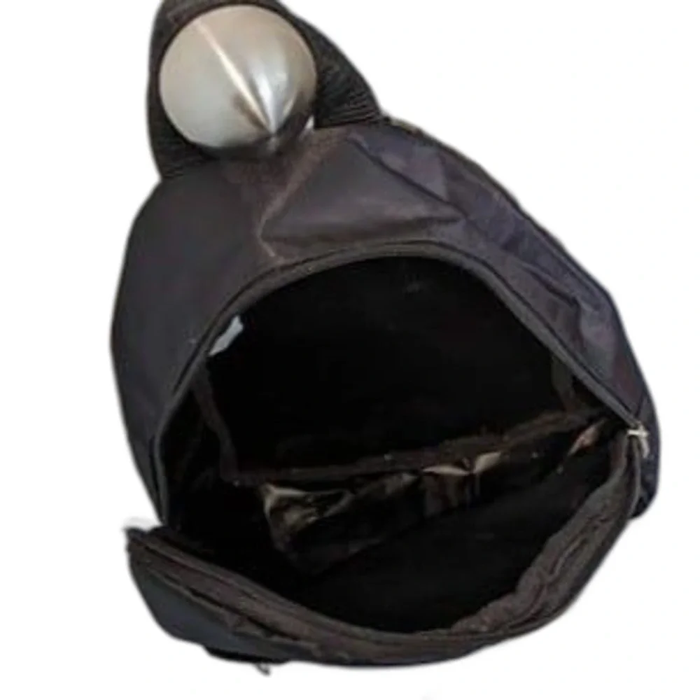 Mini Black Backpack with Velvet Accent